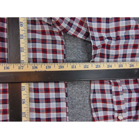 Billy Reid Shirt Mens Small Full Cut Red Black Plaid - Picture 7 of 7